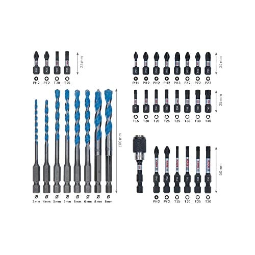 Bosch Professional 35 parça MultiConstruction matkap ve Impact Control tornavida ucu seti (Pick and Click, HEX-9, matkap, darbeli ve darbeli matkap aksesuarı)