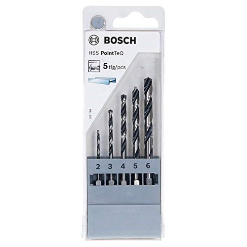 Bosch Professional 5 parçalı PointTeQ altıgen matkap seti (metal için, Ø: 2-6 mm, çalışma uzunluğu: 24-57 mm, toplam uzunluk: 60 - Seçenekler: Ø 2-6 mm, Ø 2 mm, Ø 2-8 mm, Ø 2,5 mm, Ø 3 mm, Ø 3,3 mm...