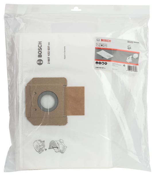 Bosch Professional Accessories 5 x Keçe Filtre Torbası (Gas 35 L Afc/L Sfc+/M Afc için Yedek Torba, Kuru Süpürme ve Elektrikli Süpürge Aksesuarı)