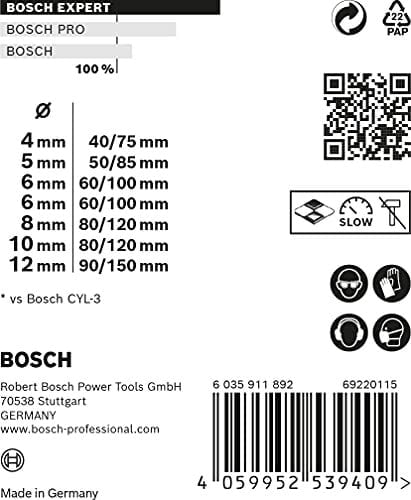 Bosch Professional Accessories 7 x Expert CYL-9 MultiConstruction Matkap Seti (Beton için, Ø 4-12 mm, Darbeli Matkap Aksesuarı)