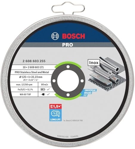 Bosch Professional Accessories için Ayırma Diski Düz Standart Inox – Rapido Wa 60 T Bf, 125 mm, 10-Er Paket, 2608603255