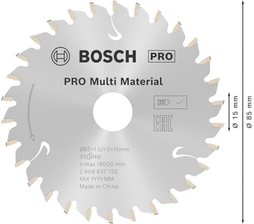 Bosch Professional Dairesel Testere Bıçağı, Standart ( 85 x 15 x 1,5 mm, 30 dişli, akülü daire testere aksesuarı)