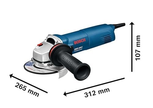 Bosch Professional GWS 1400 açılı taşlama makinesi 601824800, 1.400 W motor, 125 mm disk çapı, yuva flanşı, koruyucu kapak, germe somunu, iki delikli anahtar, kartonda
