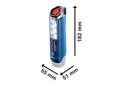 Bosch Professional pil lamba GLi 12 V-300 (pil, karton, 12 Volt, ışık akımı: 300 Lümen)