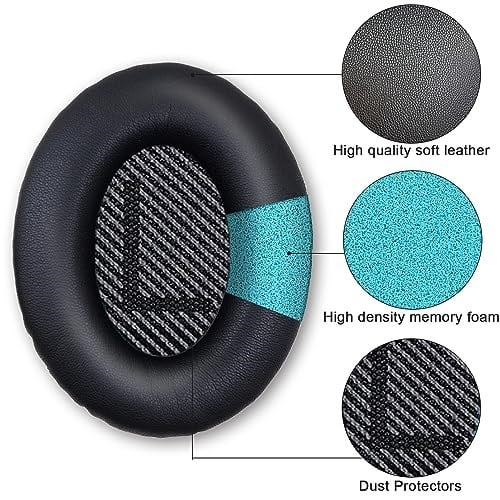 Bose QuietComfort 35 (QC35) ve Quiet Comfort 35 II (QC35 ii) Kulaklıklar için Yedek Kulak Pedleri, Yedek Kulak Pedleri Yastıkları Bellek Gürültü Yalıtımlı Kulaklık Kılıfları Köpük Yumuşak Deri