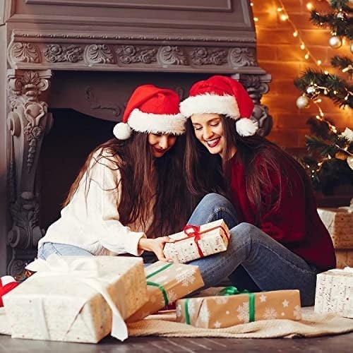 BOSONER Noel Şapkası Noel Baba Şapkası, Yetişkinler Çocuklar için Noel Şapkası, Üniseks Kadife Rahat Noel Şapkaları, Noel Arifesi Hediyeleri için Ekstra Kalın Klasik Kürk Yeni Yıl Şenlikli Tatil Parti