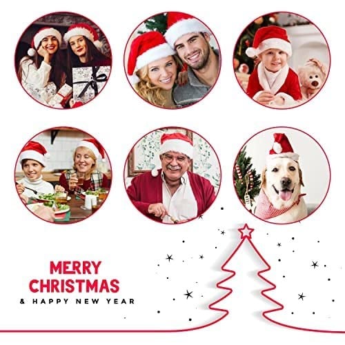 BOSONER Noel Şapkası Noel Baba Şapkası, Yetişkinler Çocuklar için Noel Şapkası, Üniseks Kadife Rahat Noel Şapkaları, Noel Arifesi Hediyeleri için Ekstra Kalın Klasik Kürk Yeni Yıl Şenlikli Tatil Parti