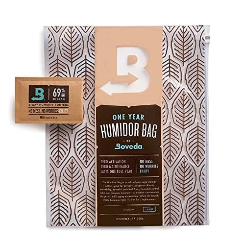 Boveda-Purolar için | Büyük Neme Çanta |% 69 RH Nem Kontrol Paketi ile Önceden yüklenmiş | 60-80 purolar için Puro Depolama | 1-Count