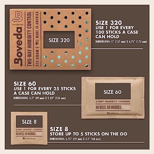 Boveda-Purolar için/Tütün |% 65 RH Nem Kontrol Paketleri | 25-100 puroları için Up ile Kullanımı için Büyük Beden | Puro Humidors için Teknolojisi Patentli | Bireysel Karton 12-Count