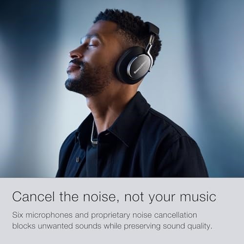 Bowers & Wilkins PX8 kablosuz kulak üstü kulaklık, Bluetooth ve gürültü önleyici, siyah