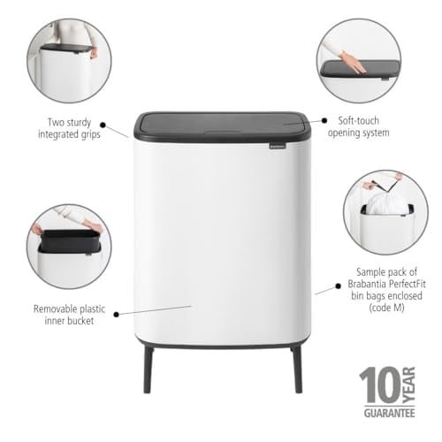 Brabantia 130205 çöp kovası, beyaz, 60 litre - Seçenekler: 1 Inneneimer (60L), 2 Inneneimer (2 x 30L)