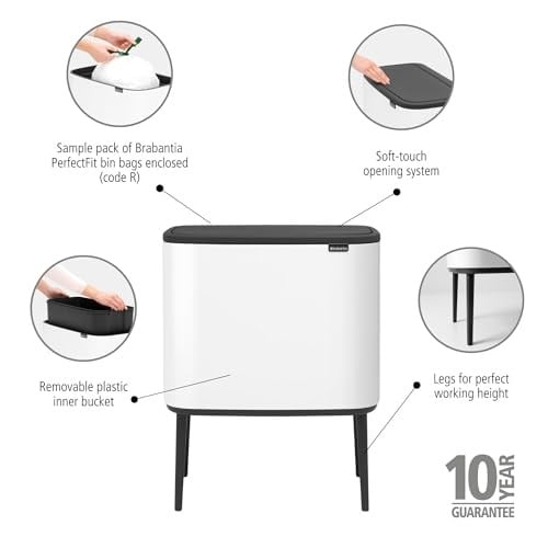 Brabantia Bo White Dokunmatik Çöp Kutusu, 36 L - Seçenekler: 1 Inneneimer (36L), 3 x 11 Liter, 3 x 11 litros...