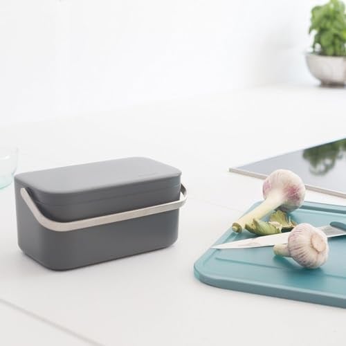 Brabantia Çöp kutusu, plastik/paslanmaz çelik, koyu gri, 22 x 13 x 11 cm, 1 birim