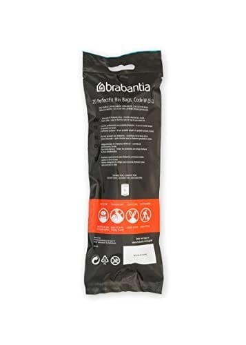 Brabantia PerfectFit çöp torbası, çoklu paket (kod W/5 l) ekstra güçlü çöp torbaları, çekme bantlı, 10 rulo (200 çöp torbası)