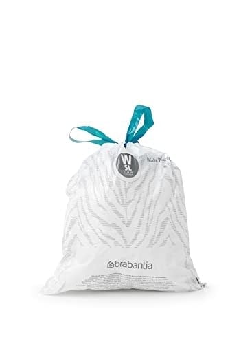 Brabantia PerfectFit çöp torbası, çoklu paket (kod W/5 l) ekstra güçlü çöp torbaları, çekme bantlı, 10 rulo (200 çöp torbası)