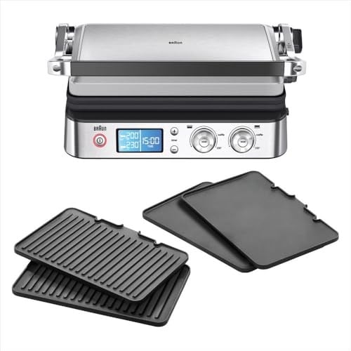 Braun MultiGrill 9 CG 9043 Izgara ve Düz Plakalı Kontakt Izgara, Izgara Konumları: Kontak, Barbekü, Fırın, Bulaşık Makinesinde Yıkanabilir Tabaklar, Yağ Tepsisi, 250° Maksimum Sıcaklık, Kavurma