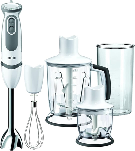 Braun MultiQuick 5 Vario MQ 5045 Aperitive el mikseri, 750 W, blender başlığı (1.250 ml), beyaz/gri