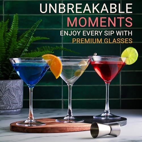 Bravario Plastik Martini Bardakları, Kırılmaz Üstün Kaliteli İçecek Takımı, Tritan Yeniden Kullanılabilir Coupe Cam Eşyaları, BPA İçermeyen Bulaşık Makinesinde Yıkanabilir Bardaklar, 8 oz 4lü Set