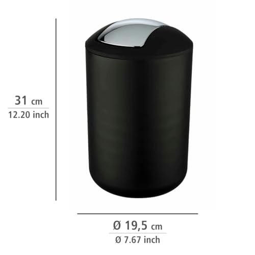 Brazil L siyah sallanan kapaklı kova 6,5 l - Seçenekler: 31 x 19.5 x 19.5 cm, 6,5 L