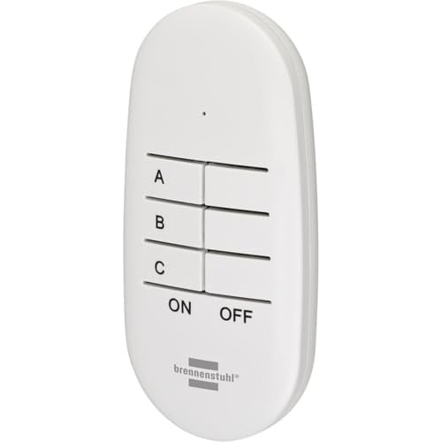 Brennenstuhl Comfort-Line Mini 3+1 kablosuz priz seti, 3lü uzaktan kumanda seti (iç mekan, el vericisi ve yüksek temas koruması) beyaz