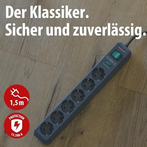 Brennenstuhl Eco-Line çoklu priz, yüksek gerilim korumalı, Gri, 1159700015