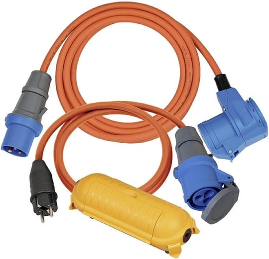 Brennenstuhl Kamp adaptör seti/CEE adaptör kablosu 1,5 m, CEE 230 V uzatma kablosu 3 m, Safe-Box Big IP44 (her kamp tatili için ideal kamp aksesuarı, IP44), turuncu