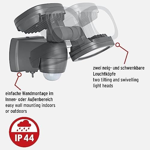 Brennenstuhl Pilli LED Spot Lamba LUFOS / Kablosuz LED Dış Mekan Spotu Pilli ve Hareket Sensörlü, 8 Adet LED Lamba, 2 x 240 Lümen, Dış Mekan için - Seçenekler: 2x 240 Lumen, 440 Lumen