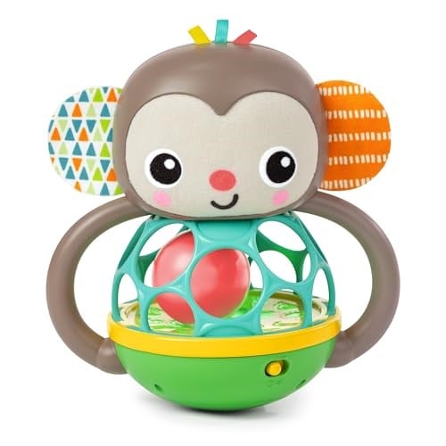 Bright Starts Grab & Giggle Monkey Light-Up Müzikal Çıngırak Oyuncağı, Kolay Kavranan Oball İle, 6 Aylık Ve Daha Büyük Bebekler İçin