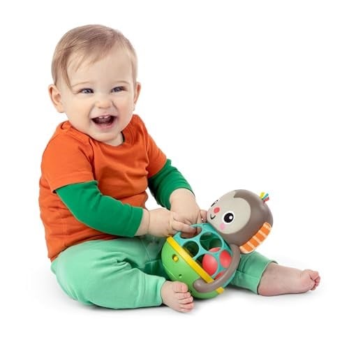 Bright Starts Grab & Giggle Monkey Light-Up Müzikal Çıngırak Oyuncağı, Kolay Kavranan Oball İle, 6 Aylık Ve Daha Büyük Bebekler İçin