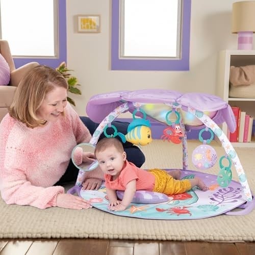 Bright Starts, Küçük Deniz Kızı Twinkle Trove Işıklı Müzikal Bebek Yemek Zamanı Yastıklı Aktivite Merkezi, Yenidoğan ve Üzeri