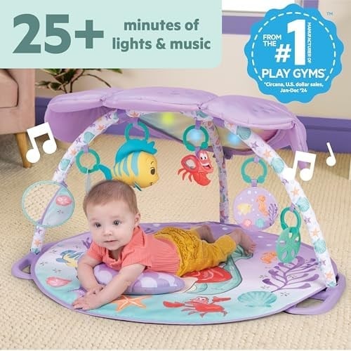 Bright Starts, Küçük Deniz Kızı Twinkle Trove Işıklı Müzikal Bebek Yemek Zamanı Yastıklı Aktivite Merkezi, Yenidoğan ve Üzeri