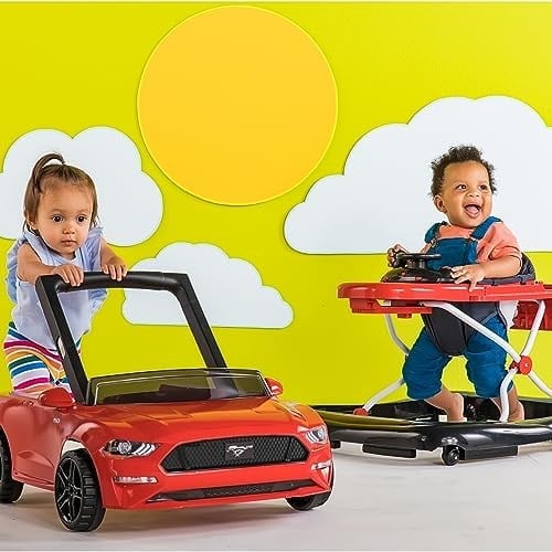 Bright Starts Ways to Play 4ü 1 arada Walker - Ford Mustang, Kırmızı, 6 Aylık +, Kırmızı