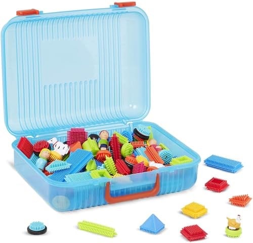 Bristle blok 113 Piece Deluxe Builder Case with Family and hayvan Figurines