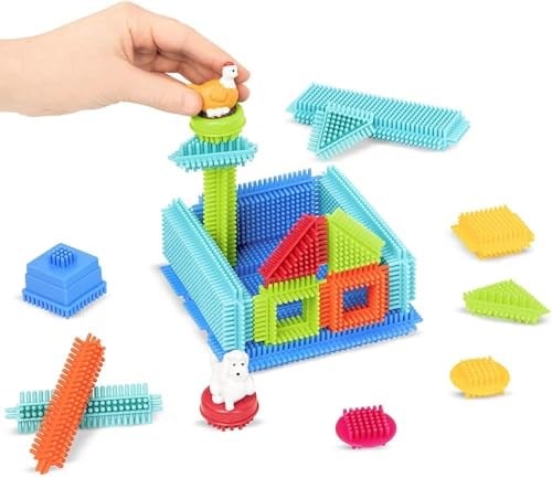 Bristle blok 113 Piece Deluxe Builder Case with Family and hayvan Figurines