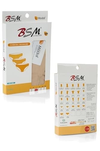 BSM 3lü Kadın Ten Modal Pamuklu Yüksek Kalite Doğal Kilot Bikini Külot (XXL, Ten)