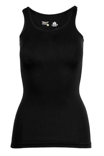 BSM Kadın Modal Uzun Kalın Askılı Yumuşak Nefes Alabilen Yüksek Kalite Atlet (XL, Siyah)
