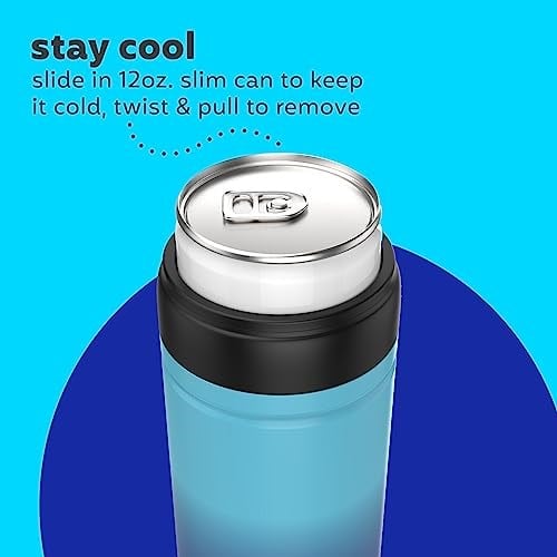 Bubba Brands Trailblazer Barware Paslanmaz Çelik İnce Kutu Soğutucu, 12 oz, Çift Duvarlı Vakum Yalıtımlı İnce Kutu Soğutucu Kılıf, Koyu Kobalt/Havuz Mavisi
