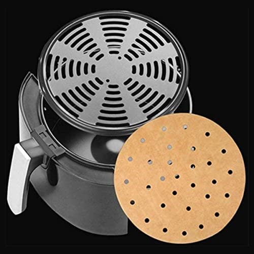 BUFFER® 100 Adet Air Fryer Pişirme Kağıdı Tek Kullanımlık Hava Fritöz Yağ Geçirmez Yapışmaz Gıda Pişirme Kağıdı Yuvarlak Delikli Model