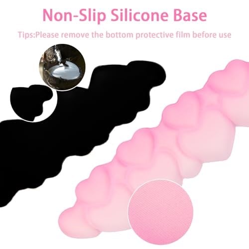 Bulut Mouse Pad ve Klavye Bilek Dinlenme Seti,Bilgisayar Masası için 4 Adet Pembe Ergonomik Kol Desteği,Mousepad ve Coaster ile Sevimli Palm Dinlenme Yastığı | Ofis Bilgisayar Dizüstü Yazma Ağrı