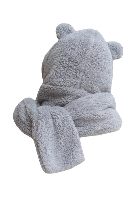 Bundera Kapüşonlu Peluş Bere Atkı Kadın Welsoft Polar Boyunluk Şalı Rüzgar Geçirmez Kulaklı Şapka