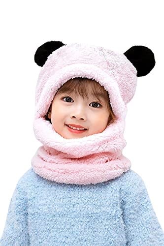 Bundera Panda Çocuk Kapşonlu Peluş Bere Atkı Welsoft Boyunluk Rüzgar Geçirmez Kulaklı Şapka