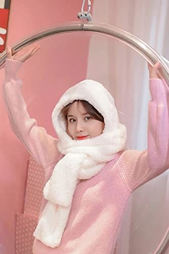 Bundera Scarf Kapşonlu Kadın Peluş Bere Atkı Kadın Welsoft Polar Boyunluk Şalı Rüzgar Geçirmez Şapka