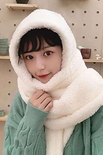 Bundera Scarf Kapşonlu Kadın Peluş Bere Atkı Kadın Welsoft Polar Boyunluk Şalı Rüzgar Geçirmez Şapka