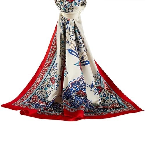 BURSA İPEQ Hijab Shawl for Women | 22 - 61 Silk Like Seasonal Long Scarf | Patterned Hair Scarves Islamic Turban