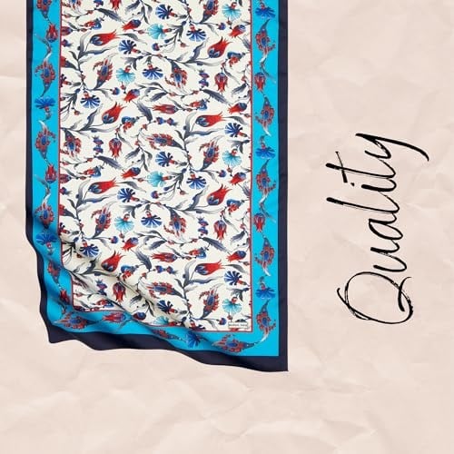 BURSA İPEQ Hijab Shawl for Women | 22 - 61 Silk Like Seasonal Long Scarf | Patterned Hair Scarves Islamic Turban