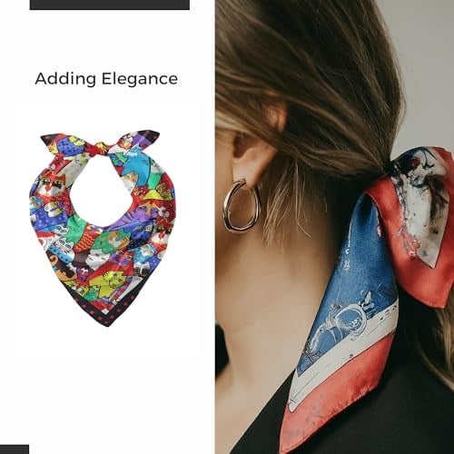 BURSA İPEQ Womens Silky Neck Scarf 22”x22” | 100% Silky Rayon | Headband Scarf Bandana| Ethnic, Lightweight, Bag Accessories