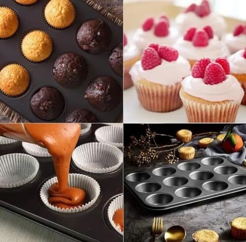 Busstier 12 Bölmeli Premium Metal Muffin ve Cupcake Tepsisi - Yapışmaz, Eşit Pişirme Özellikli Kalıp