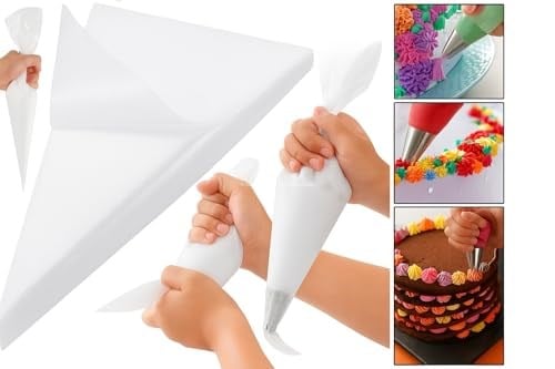 Busstier 50 Adet Tek Kullanımlık Krema Sıkma Torbası - Profesyonel Pasta ve Tatlı Süsleme İçin Dayanıklı Glazür Torbaları