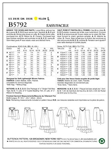 BUTTERICK B5792 kesim kalıbı için dikiş, şık, gösterişli, modaya uygun, BTK 5792 Y (XSM-MED)32-40