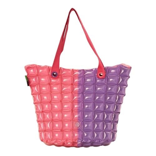 Büyük Boy XXL Su Geçirmez Fermuarlı Katlanabilir Plaj Çantası, Pembe ve Mor